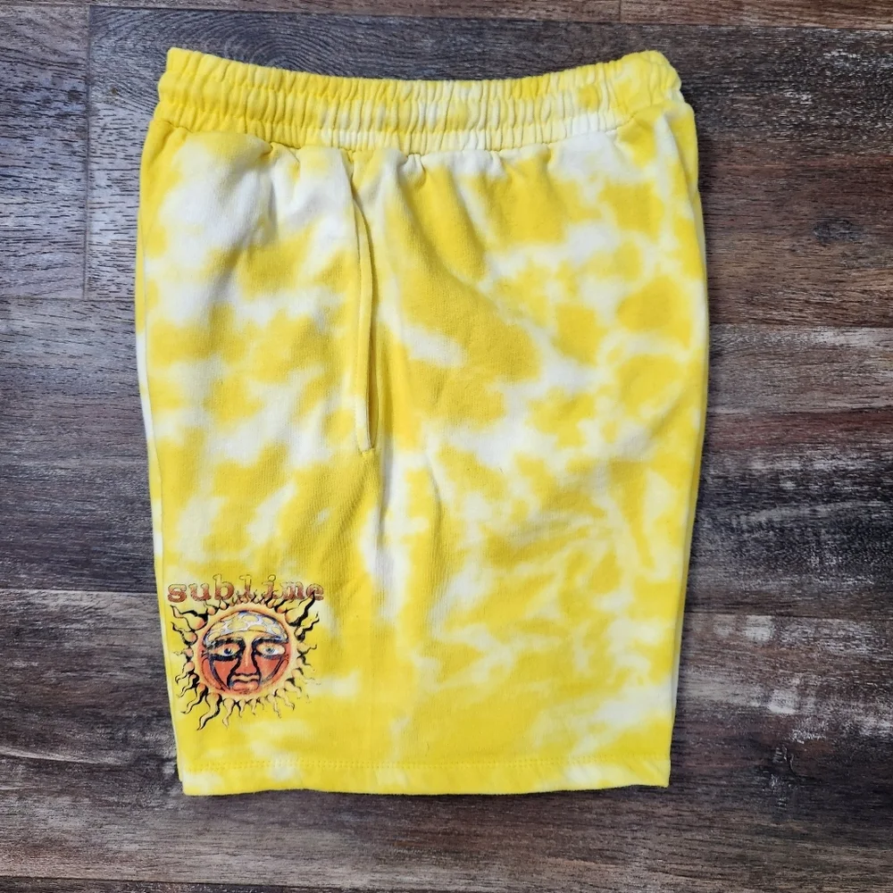 SUBLIME YELLOW TIE DYE SWEATPANT SHORTS SIZE LARGE